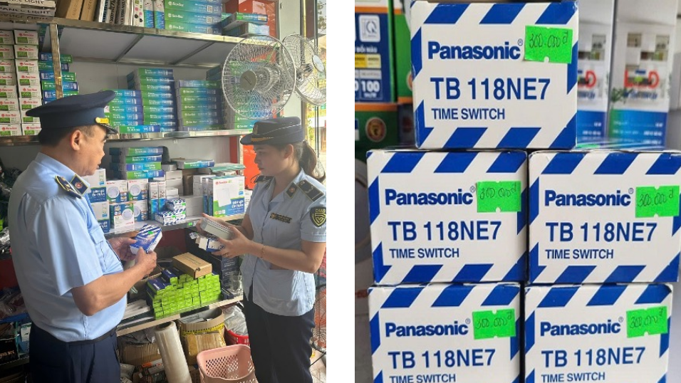 Photo: Shop raid (left); seized time switches (right).