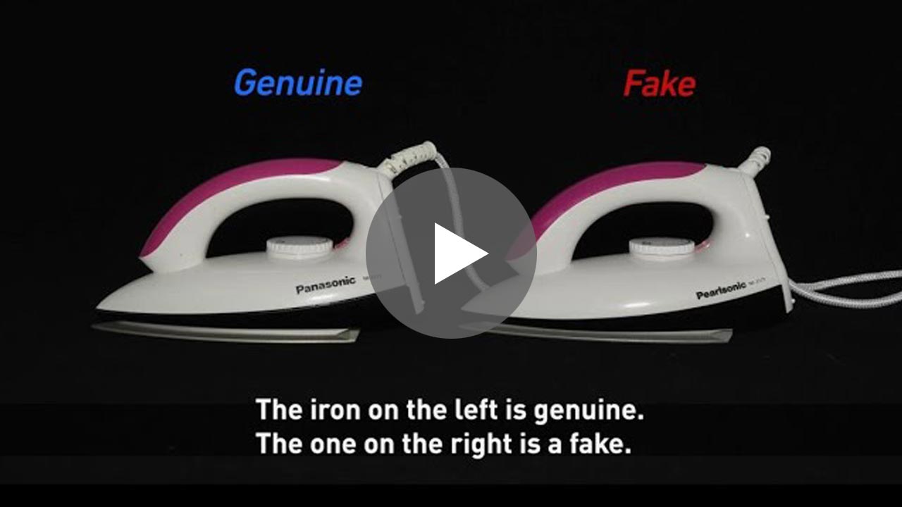 The iron on the left is genuine. Yhe one on the right is a fake.