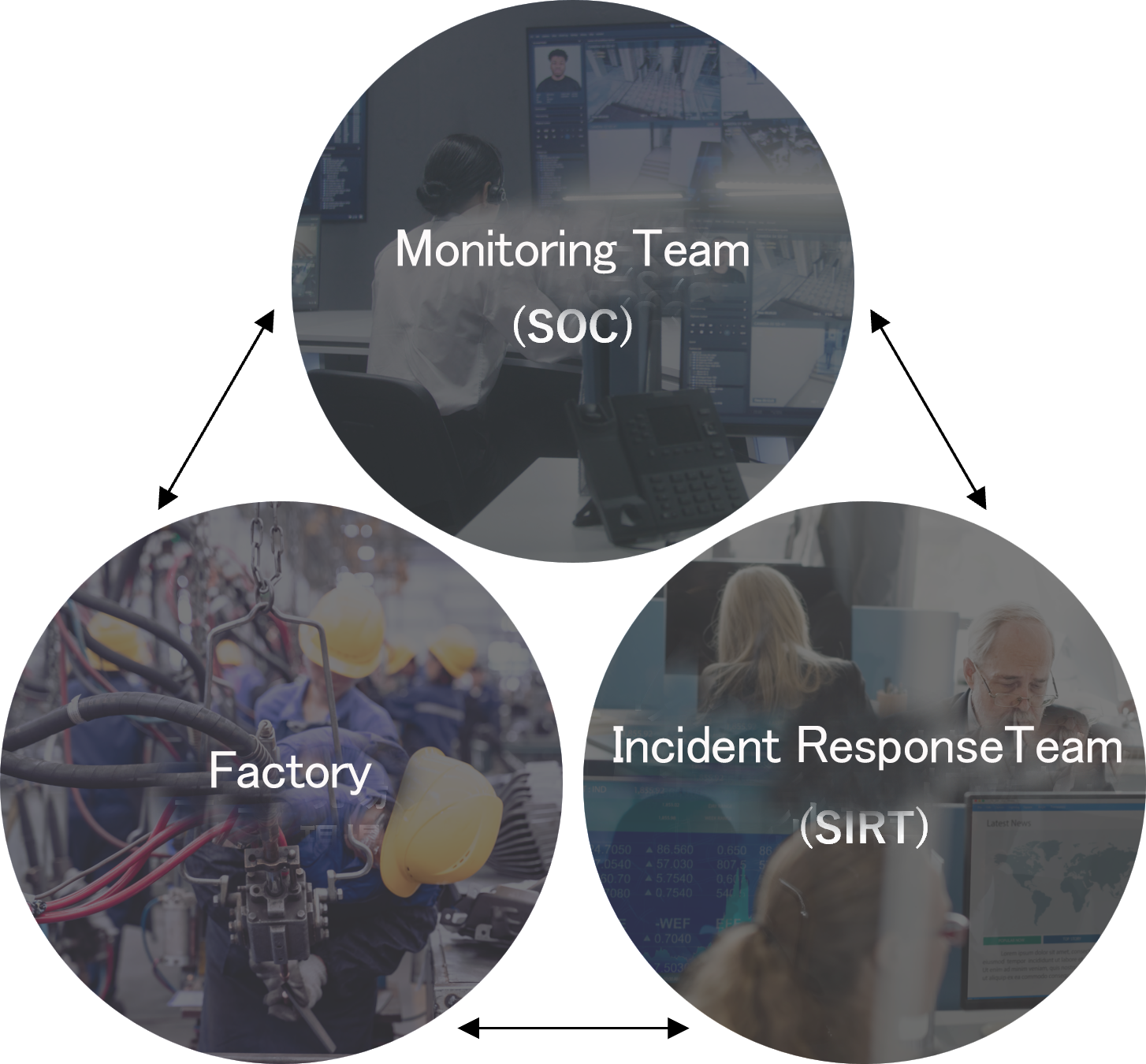 Monitoring Team (SOC), Incident Response Team (SIRT), Factory