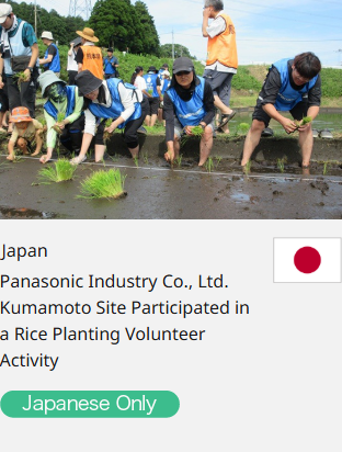Japan Panasonic Industry Co., Ltd. Kumamoto Site Participated in a Rice Planting Volunteer Activity  Japanese Only