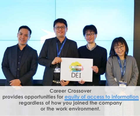 Photo: Four employees speak at the Group DEI Forum