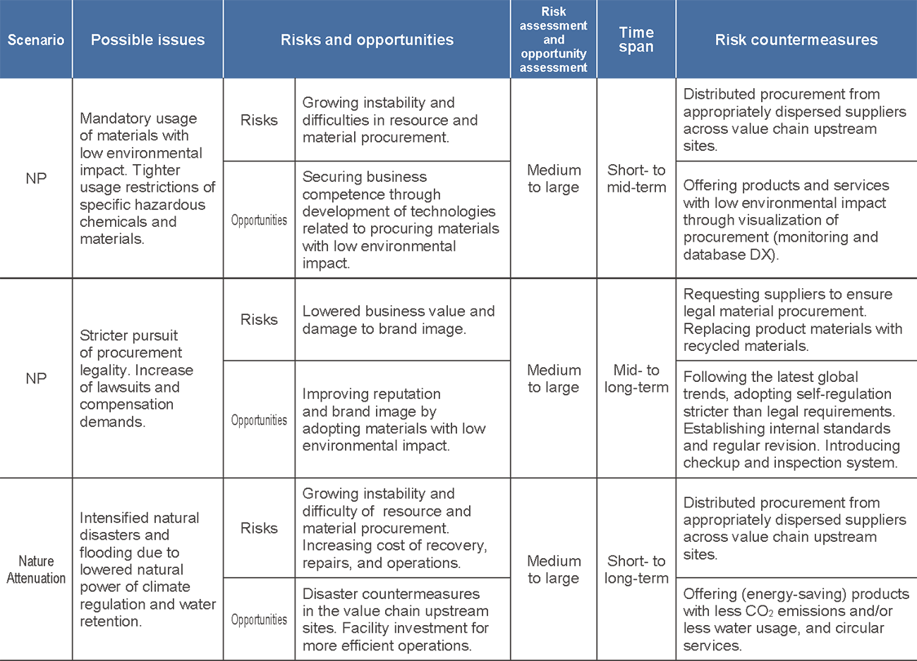 Risks, opportunities, and countermeasures (upstream)