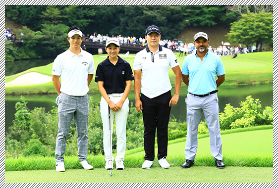 ジュニアワンオンチャレンジ参加者と、一緒にプレーした選手との記念写真