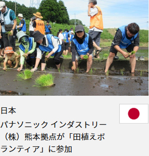 日本 パナソニック インダストリー（株）熊本拠点が「田植えボランティア」に参加