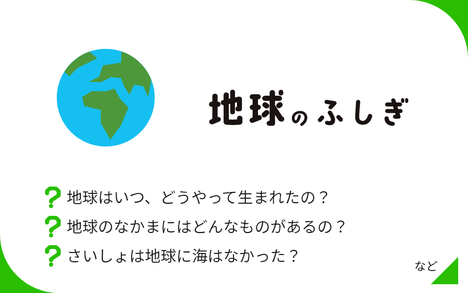 地球のふしぎ 地球はいつ、どうやって生まれたの？ 地球のなかまにはどんなものがあるの？ さいしょは地球に海はなかった？ など