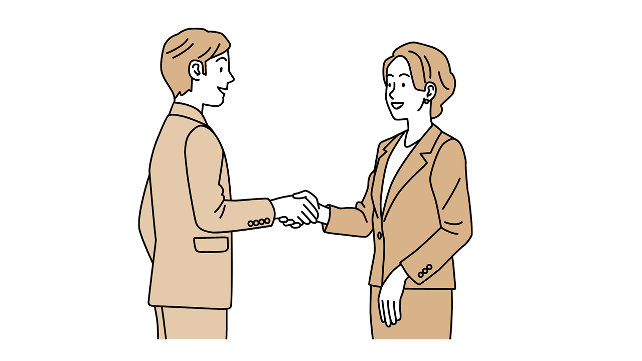 Illustration: Employee B shaking hands