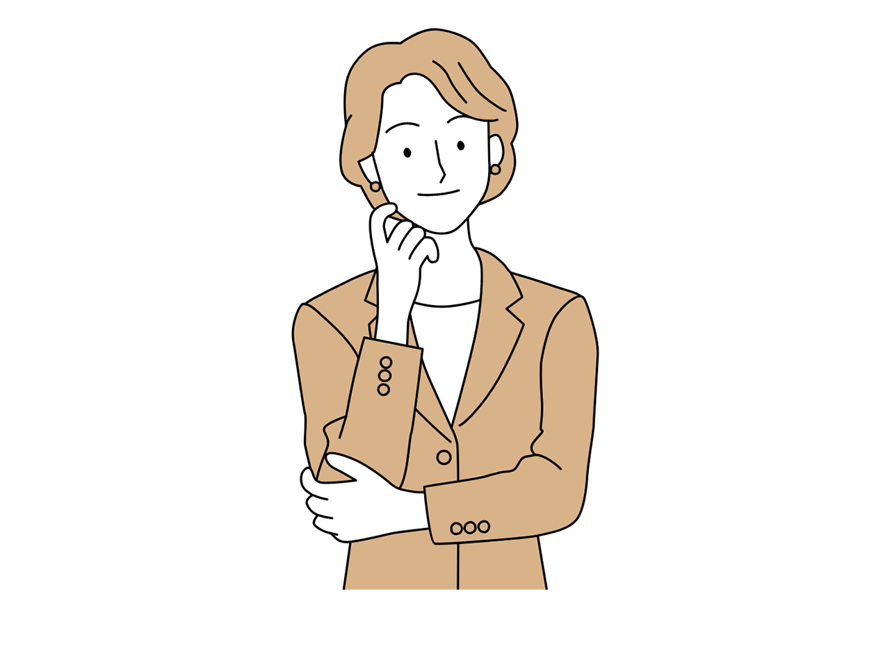 Illustration: Employee B in a suit, looking like they are thinking about something
