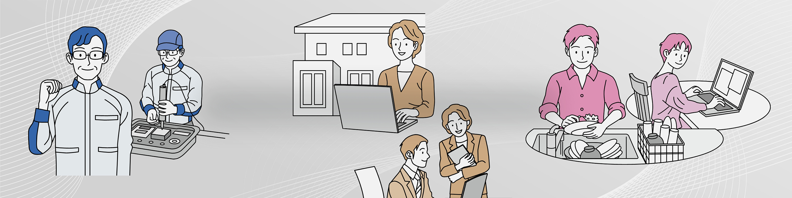 Illustration: Employees working in diverse ways