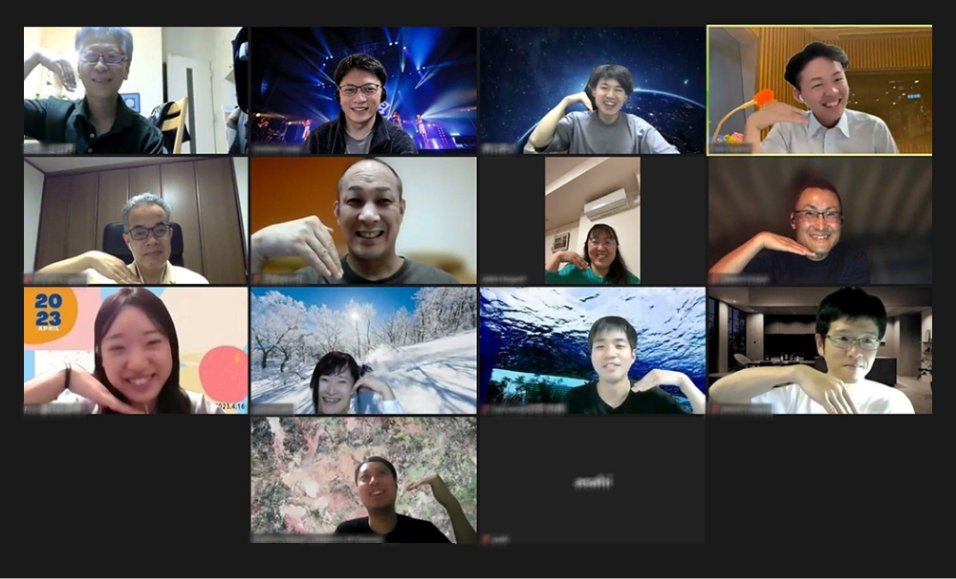 画像：「ゆるっと交流会」の画面キャプチャ。参加者の顔が並ぶ