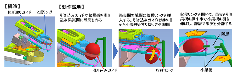図3 エンドエフェクタ部の構造と動作説明