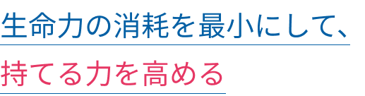 生命力の消耗を最小にして、持てる力を高める