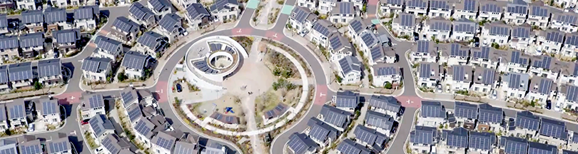 Photo: Aerial shot of a sustainable smart town (SST)
