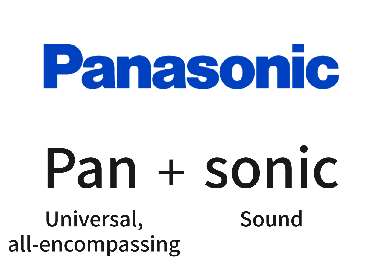 Image: Panasonic equals Pan means universal or all-encompassing and sonic means sound