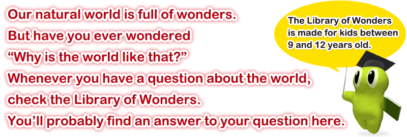 Our natural world is full of wonders. But have you ever wondered “Why is the world like that?” Whenever you have a question about the world, check the Library of Wonders. You’ll probably find an answer to your question.   The Library of Wonders is made for kids between 9 and 12 years old.