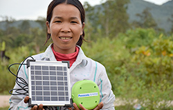 Villagers and solar lanterns