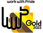 Image: work with Pride Gold 2023 logo