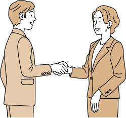 Illustration: Employee B shaking hands