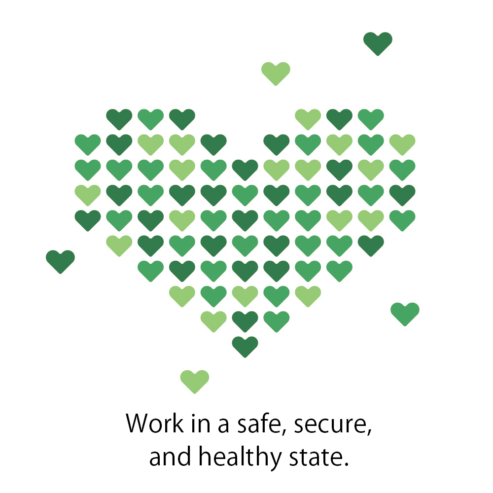 Image: Icon for "Work in a safe, secure, and healthy state," a group of hearts arranged in the shape of a heart
