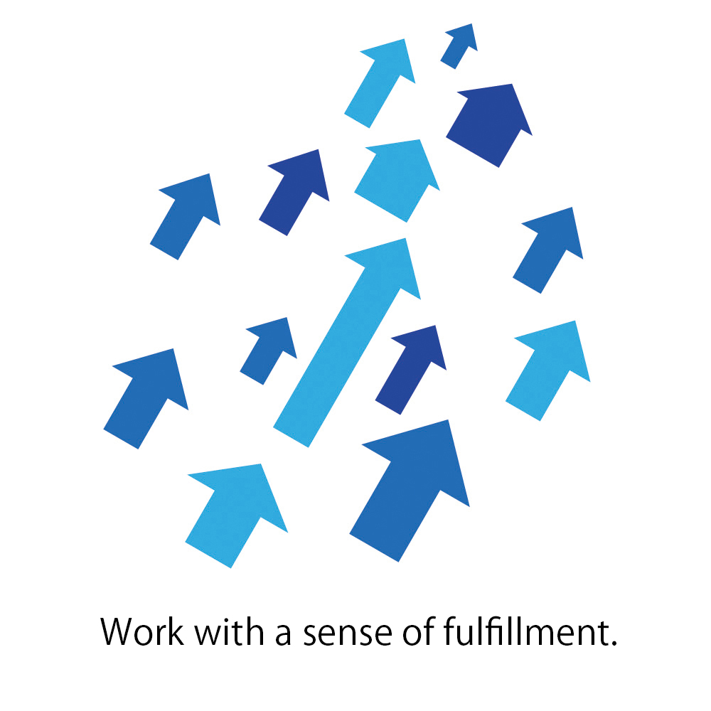 Image: Icon for "Work with a sense of fulfillment," a series of arrows pointing up and to the right