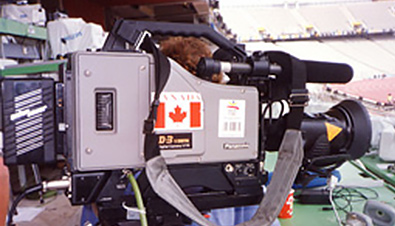 写真：バルセロナオリンピック会場に設置されたD-3デジタルカメラレコーダー
