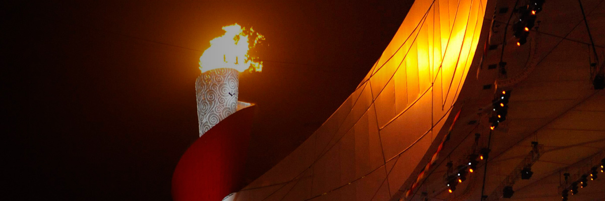 写真：北京オリンピック会場での聖火台の全景