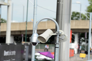 Photo: Outdoor security camera with housing installed near a venue of the Olympic Games London 2012