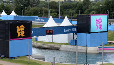 Photo: Large display units installed at one of the canoeing venues of the Olympic Games London 2012