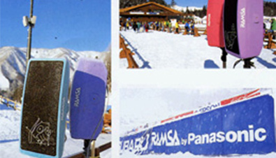写真：長野冬季オリンピックのスキー競技会場の様々な場所に設置されたRAMSAスピーカー