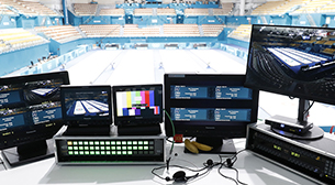 Photo of an HD camera recorder installed at an outdoor venue at the PyeongChang 2018 Winter Games