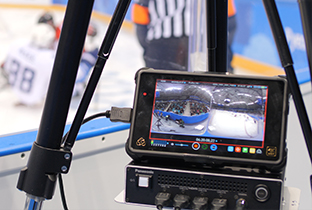 Photo of a monitor showing video shot with a 360-degree live camera