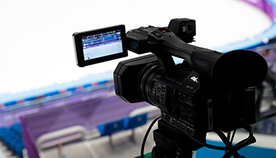 写真：平昌2018冬季オリンピック競技会場に設置されたHDカメラレコーダー