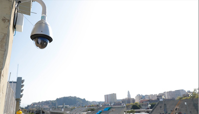 Photo: Outdoor security camera with housing installed at an outdoor venue of the Olympic Games Rio 2016