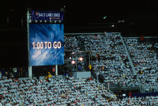 Photo: ASTROVISION large display unit installed in the stands at a venue of the Olympic Winter Games Salt Lake 2002