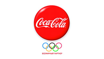 コカ・コーラのロゴと五輪マークのロゴ