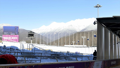 写真：ソチ冬季オリンピック会場に設置された屋外ハウジング一体型セキュリティカメラ