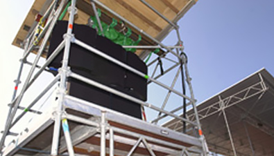 Photo: RAMSA speakers installed on a temporary stand at the beach volleyball venue of the Olympic Games Sydney 2000