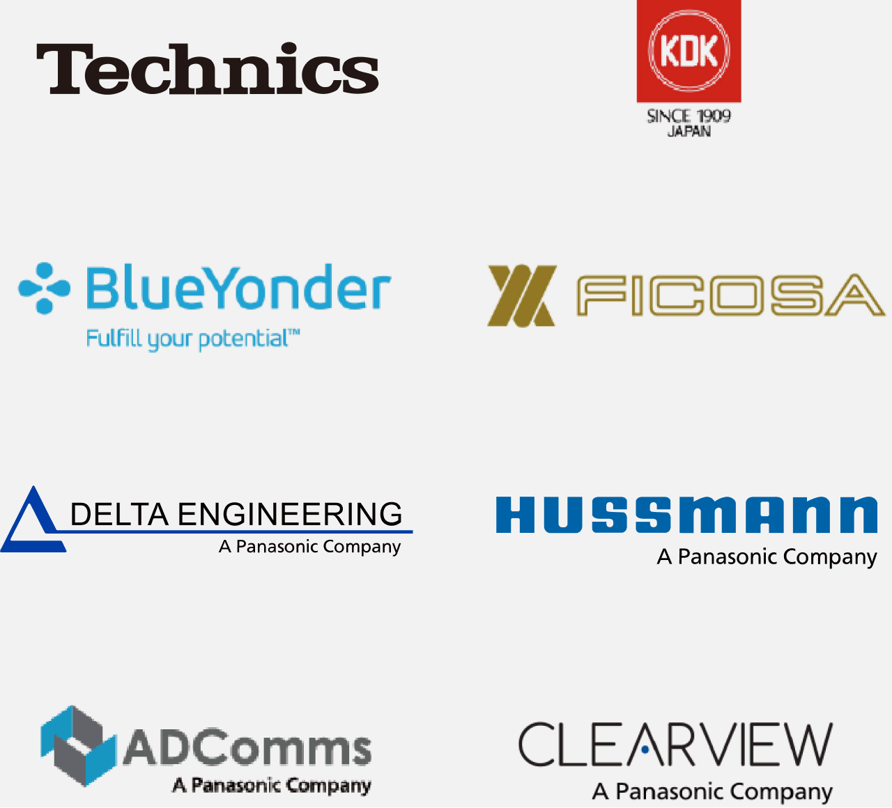 Technics、KDK、BlueYonder、FICOSA、DELTA ENGINEERING、HUSSMANN、ADComms、CLEARVIEW