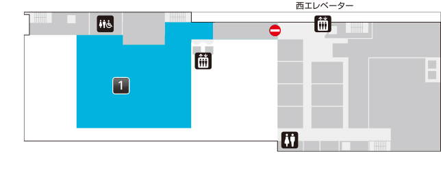 3階フロアマップ：トイレ、だれでもトイレ、エレベーター2基があります。
