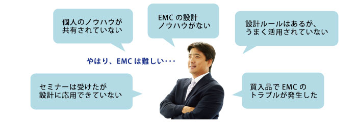 やはり、EMCは難しい・・・「セミナーは受けたが設計に対応できていない」「個人のノウハウは共有されていない」「EMCの設計ノウハウがない」「設計ルールはあるが、うまく活用さてていない」「買入品でEMCのトラブルが発生した」