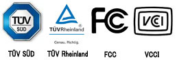 VCA　T0V　S0D　T0V Rheinland　FCC　VCCI