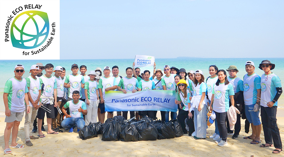 Logo of Panasonic ECO RELAY for Sustainable Earth and activity image photograph.