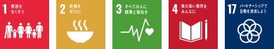 SDGs目標1,2,3,4,17