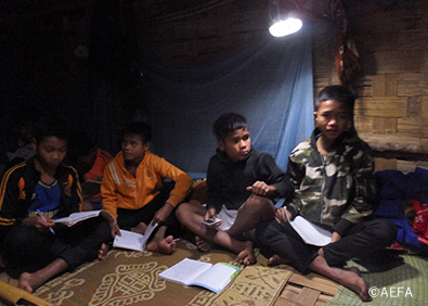 Children are studying under the light ©AEFA