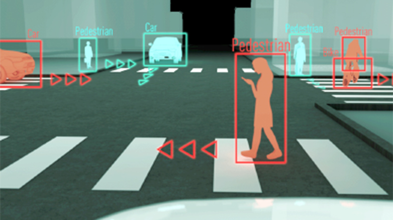 イメージ：視界に入る歩行者や車両を認知するADAS