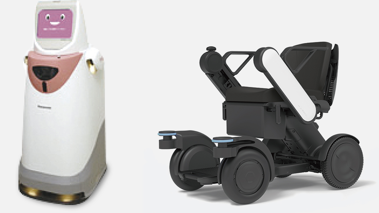 写真：病院内自律搬送ロボットとパーソナルモビリティロボット
